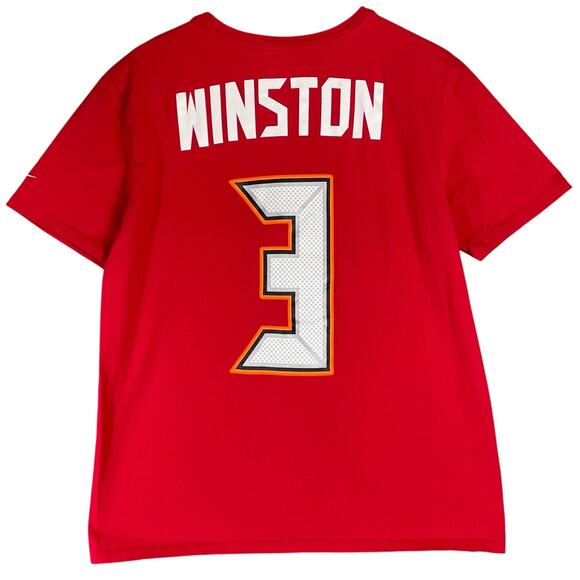 Nike Tampa Bay Buccaneers Red Number 3‎ Graphic Athletic Cut T‑Shirt Men’s Large - Picture 1 of 8